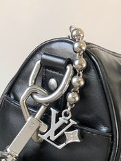 LV 25S KEEPALL CARGO BANDOULIÈRE 25 IN BLACK CALFSKIN SILVER HARDWARE