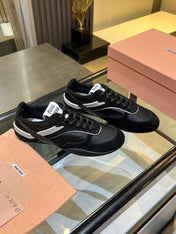 MIUMIU 26S SNEAKERS IN BLACK FABRIC AND SUEDE