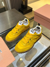 MIUMIU 26S SNEAKERS IN YELLOW FABRIC AND SUEDE