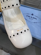 MARY JANE PUMPS IN WHITE GLOSSY CALFSKIN