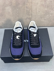 CHANEL 26S RUNNING SNEAKERS IN BLACK PURPLE MIX MATERIAL CC LOGO