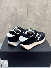 CHANEL 26S RUNNING SNEAKERS IN BLACK SUEDE AND MESH CC LOGO
