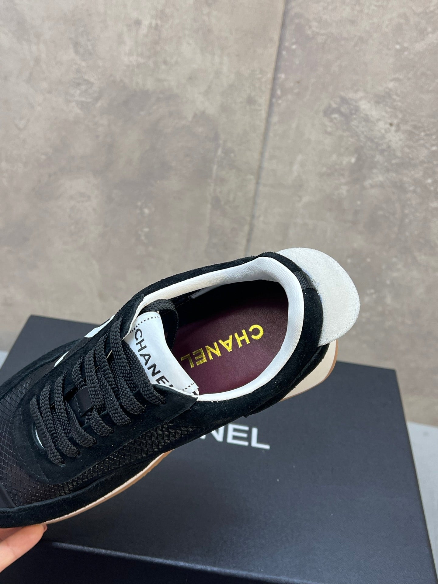 CHANEL 26S RUNNING SNEAKERS IN BLACK SUEDE AND MESH CC LOGO