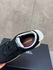 CHANEL 26S RUNNING SNEAKERS IN BLACK SUEDE AND MESH CC LOGO