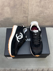 CHANEL 26S RUNNING SNEAKERS IN BLACK SUEDE AND MESH CC LOGO