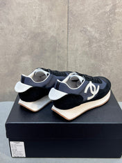 CHANEL 26S RUNNING SNEAKERS IN NAVY BLACK SUEDE AND NYLON CC LOGO
