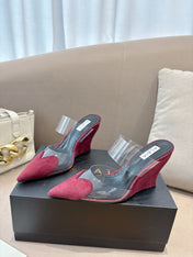 ALAIA 26S HIGH-HEEL WEDGE MULES 95 MM IN DARK RED SUEDE