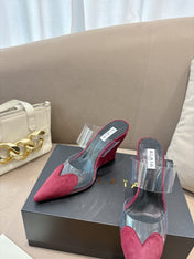 ALAIA 26S HIGH-HEEL WEDGE MULES 95 MM IN DARK RED SUEDE