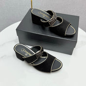 CC DOUBLE-STRAP HEELS 25S IN BLACK SUEDE