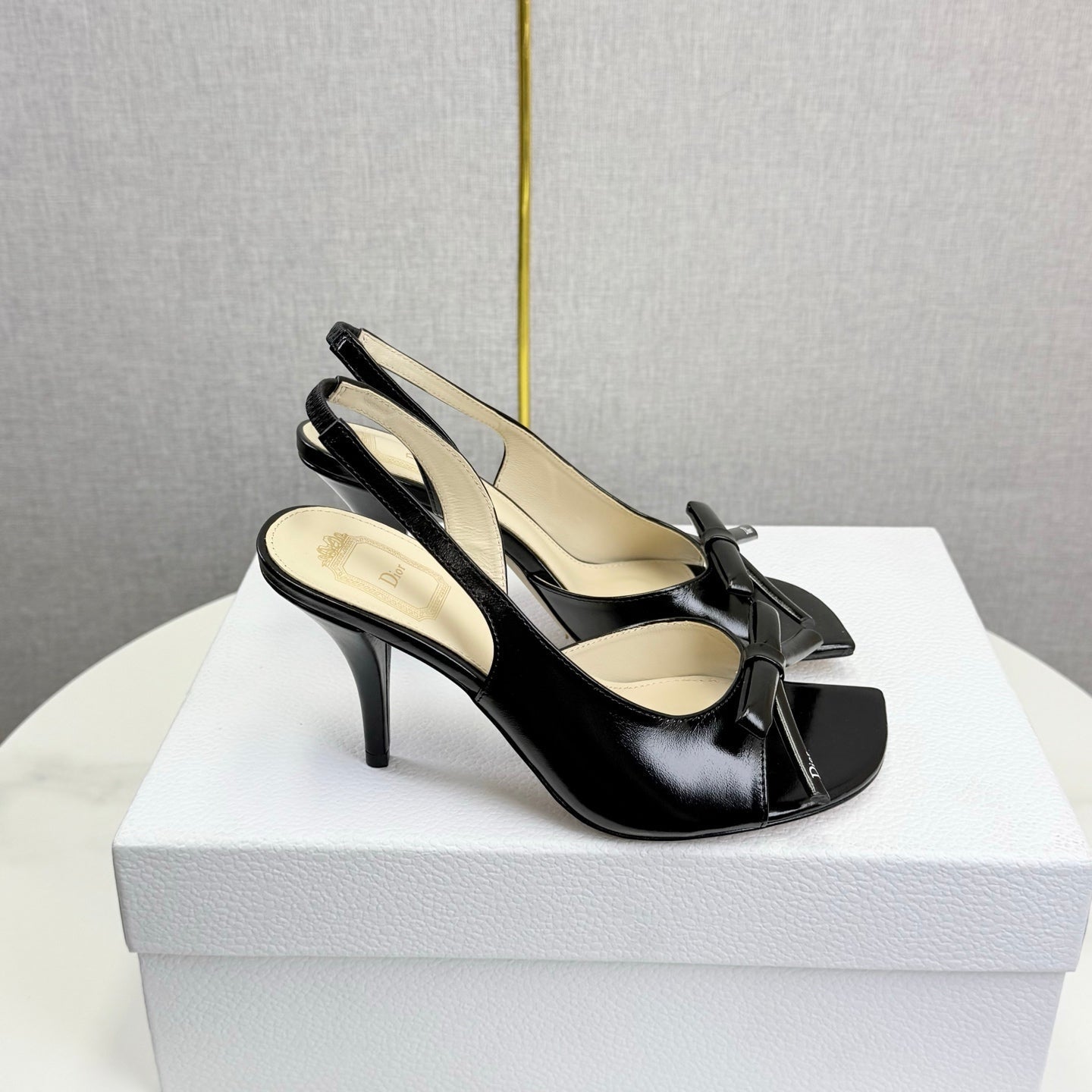 DIOR 26S HIGH-HEEL BACK-STRAP SHOES IN BLACK CALFSKIN