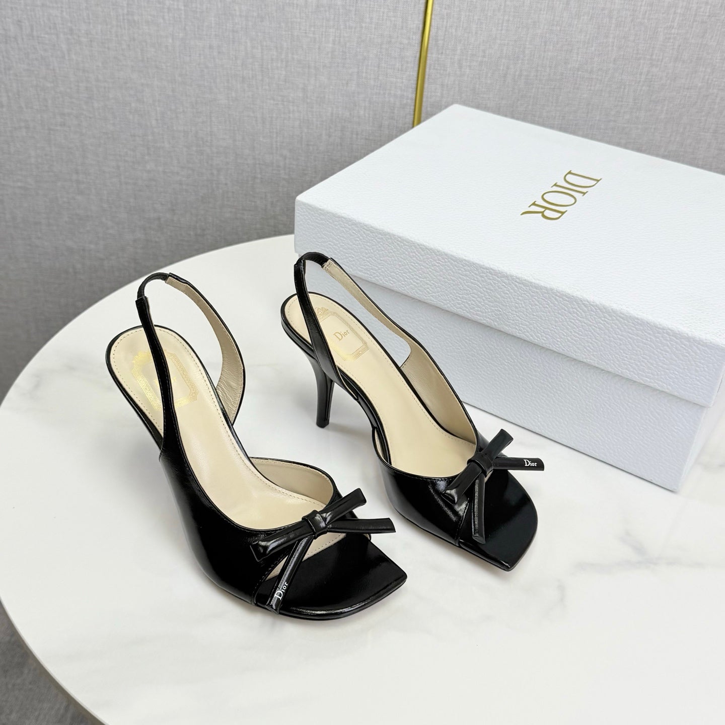 DIOR 26S HIGH-HEEL BACK-STRAP SHOES IN BLACK CALFSKIN