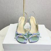 DIOR 26S HIGH-HEEL BACK-STRAP SHOES IN LIGHT LAVENDER AND SAGE GREEN FABRIC