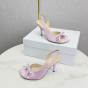 DIOR 26S HIGH-HEEL BACK-STRAP SHOES IN PALE DUSTY PINK SATIN