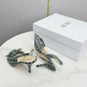 DIOR 26S HIGH-HEEL BACK-STRAP SHOES FABRIC WITH PLAID PATTERN