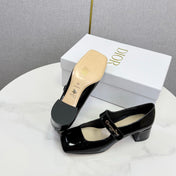 DIOR 26S MARY JANE HIGH HEELS 40MM IN BLACK PATENT CALFSKIN GOLD HARDWARE