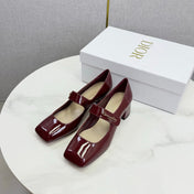 DIOR 26S MARY JANE HIGH HEELS 40MM IN WINE RED PATENT CALFSKIN GOLD HARDWARE