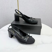 CHANEL 26S SLINGBACK HEELS 45 MM IN BLACK LAMBSKIN AND FABRIC