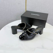 CHANEL 26S HIGH HEEL MULES 45 MM IN BLACK LAMBSKIN