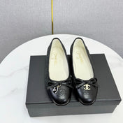 CHANEL 26S BALLET FLATS IN BLACK TWEED AND LAMBSKIN