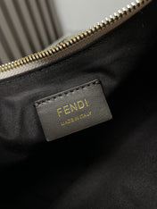 FENDIGRAPHY MEDIUM 29 IN SILVER METALLIC SMOOTH LAMBSKIN GOLD HARDWARE