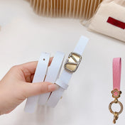 Silver Vlogo and Gold Hardware Buckle White Calfskin 20mm