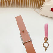 Gold Vlogo and Silver Hardware Buckle Tan Calfskin 20mm