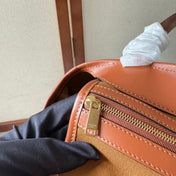 TRIOMPHE CANVAS 26.5 IN PRINTED CALFSKIN BROWN WHITE