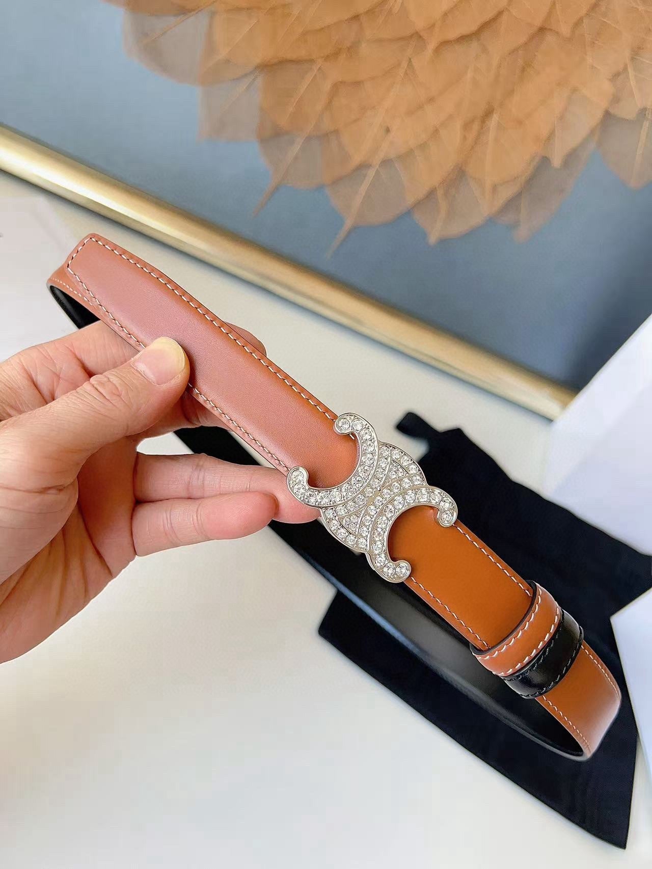 CELINE 26S BELT 25 MM IN BLACK AND BROWN CALFSKIN 636402