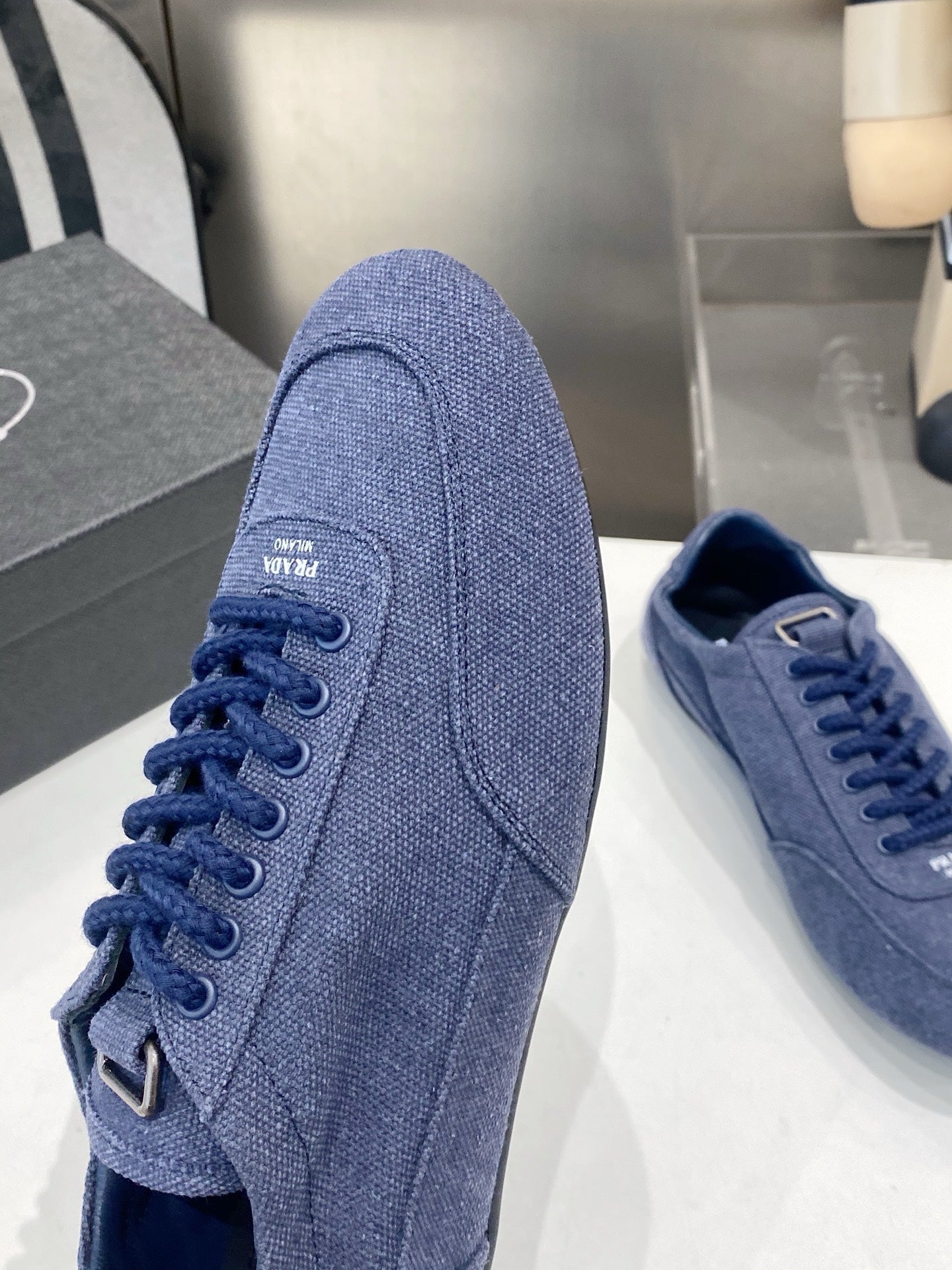 PRADA 26S SNEAKERS IN DARK BLUE FABRIC