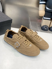 PRADA 26S SNEAKERS IN BROWN FABRIC SILVER HARDWARE