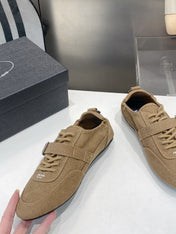 PRADA 26S SNEAKERS IN BROWN FABRIC SILVER HARDWARE