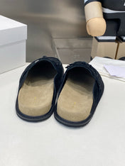 THE ROW 26S KNOT DETAIL MULE LOAFERS IN BLACK SUEDE