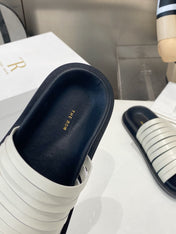 THE ROW 26S MULTI STRAP SLIDES IN WHITE CALFSKIN