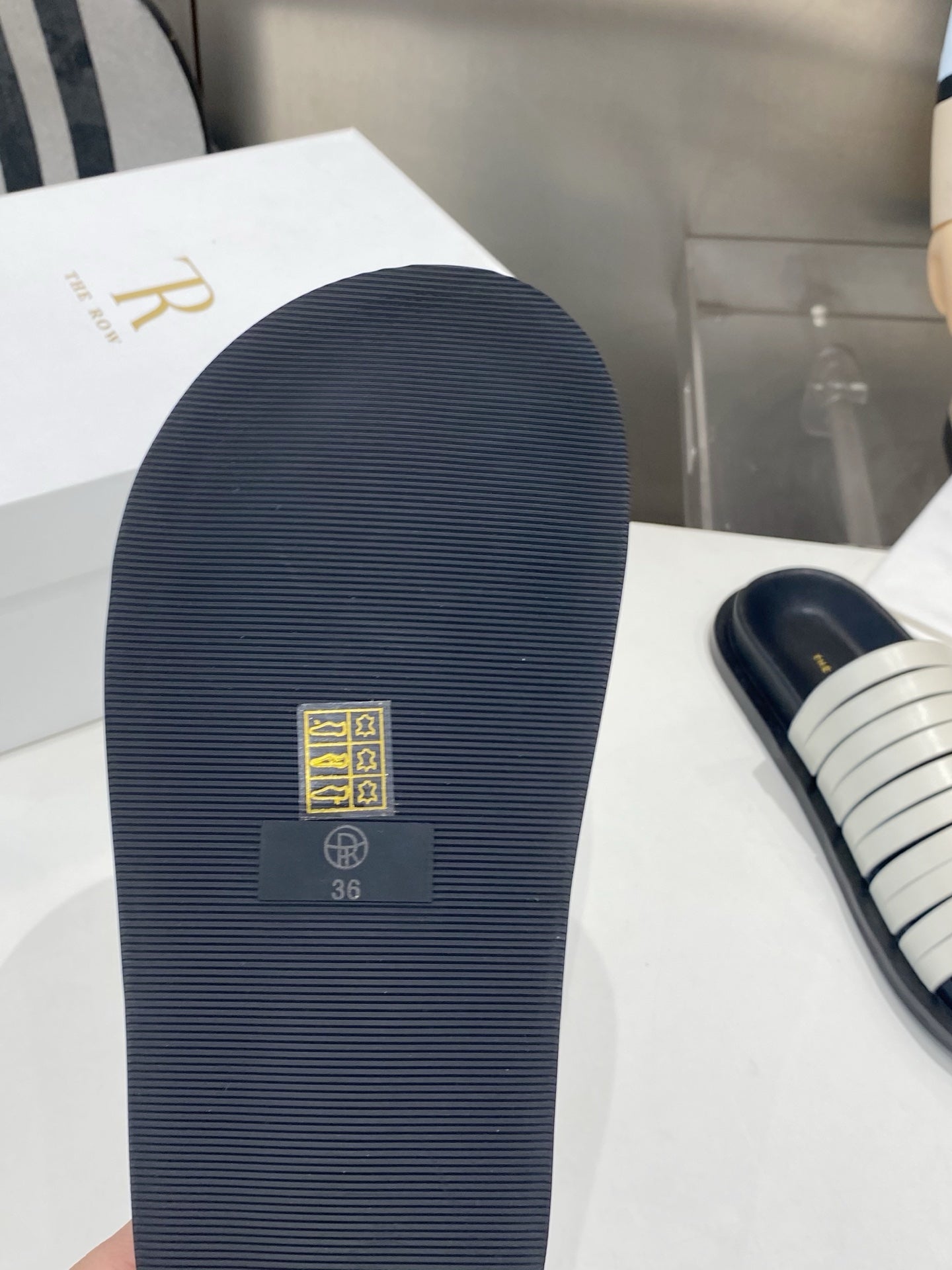 THE ROW 26S MULTI STRAP SLIDES IN WHITE CALFSKIN