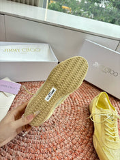JIMMY CHOO 26S SNEAKERS IN YELLOW MESH AND SUEDE