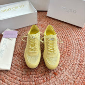 JIMMY CHOO 26S SNEAKERS IN YELLOW MESH AND SUEDE