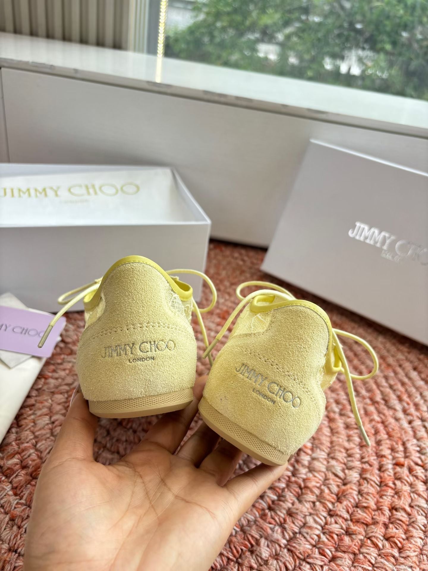JIMMY CHOO 26S SNEAKERS IN YELLOW MESH AND SUEDE