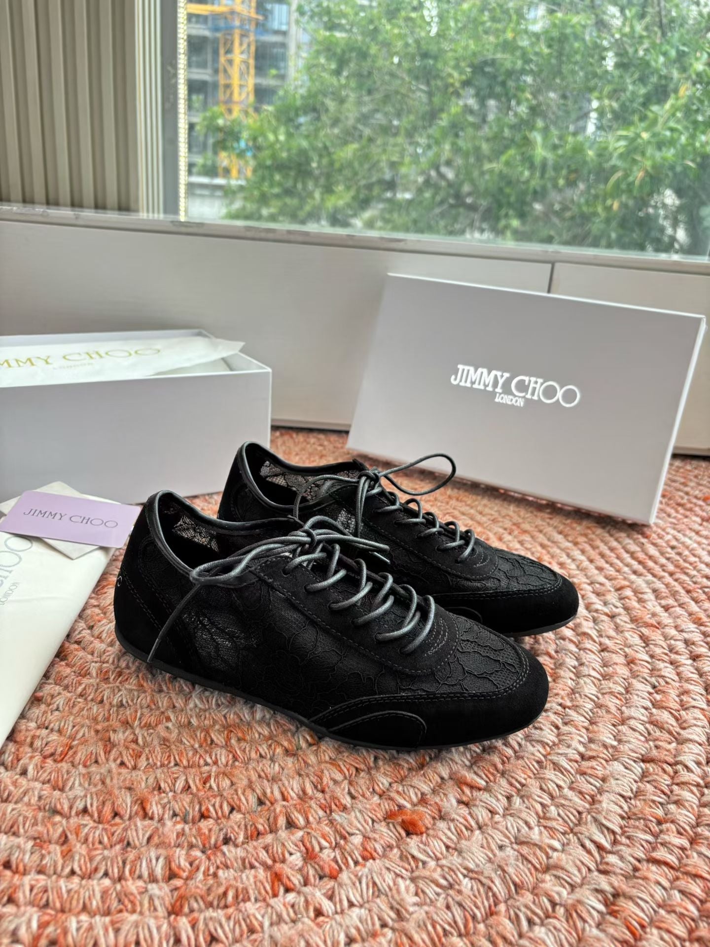 JIMMY CHOO 26S SNEAKERS IN BLACK MESH AND SUEDE