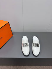 0Z MULE IN WHITE LAMBSKIN