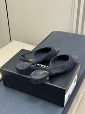 CC SLINGBACK 25S IN BLACK TWEED AND FABRIC