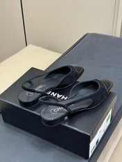 CC SLINGBACK 25S IN BLACK SUEDE AND GLOSSY LEATHER