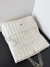 MONACO BAG 32 IN WHITE QUILTED THIN CALFSKIN SILVER HARDWARE