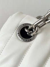 MONACO BAG 43 IN WHITE QUILTED THIN CALFSKIN SILVER HARDWARE