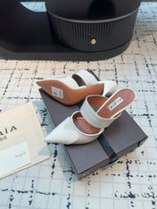ALAIA HIGH HEEL 9 CM IN WHITE CALFSKIN