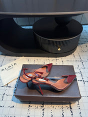ALAIA HIGH SLINGBACK 25S 90 MM IN DARK RED CALFSKIN