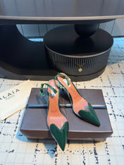 ALAIA HIGH SLINGBACK 25S 90 MM IN DARK GREEN CALFSKIN