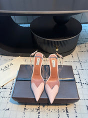 ALAIA HIGH SLINGBACK 25S 90 MM IN LIGHT PINK CALFSKIN