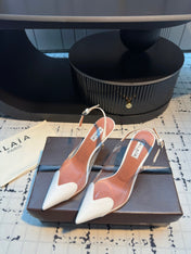 ALAIA HIGH SLINGBACK 25S 90 MM IN WHITE CALFSKIN