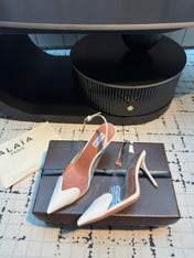 ALAIA HIGH SLINGBACK 25S 90 MM IN WHITE CALFSKIN