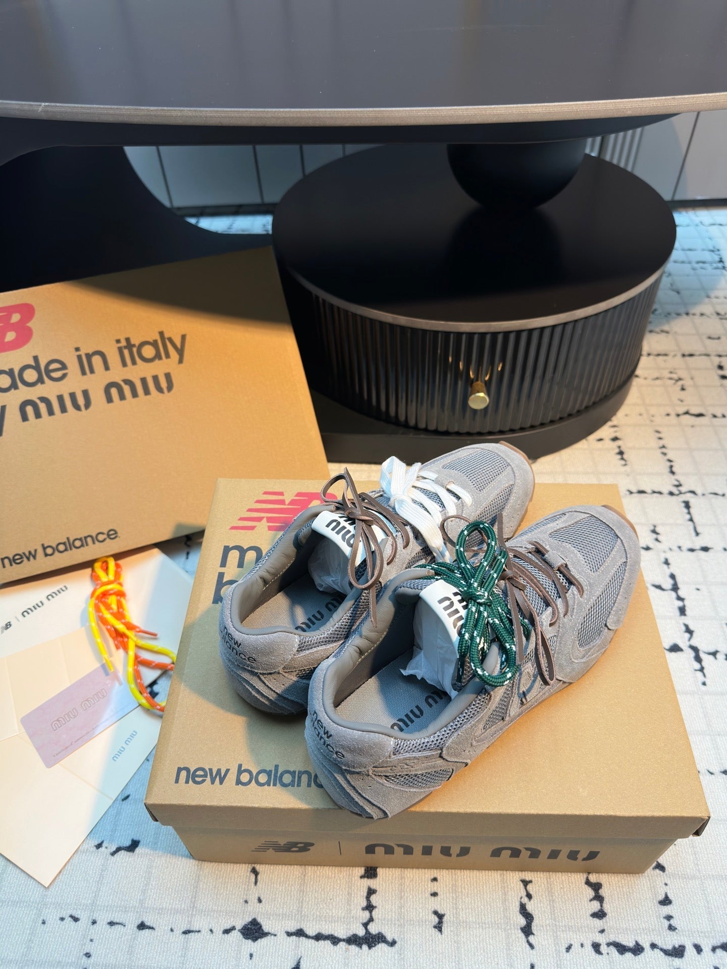 MIUMIU 26S RUNNING SNEAKERS IN GREY SUEDE AND MESH RUBBER SOLE